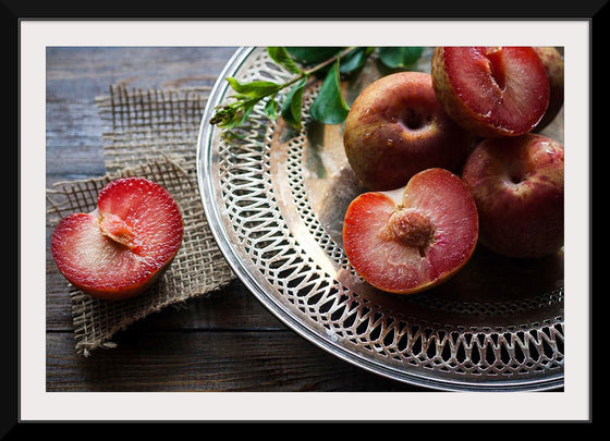 "Close Up of a Cut Open Plum"