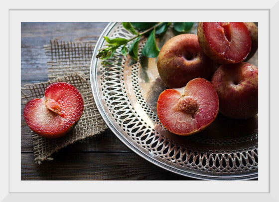 "Close Up of a Cut Open Plum"