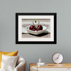 "Pair of cherries in small bowl"