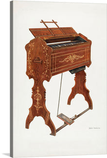  Experience the beauty of music with Joseph Cannella’s “Cottage Organ (1941)”. This beautiful print features a photo-realistic image of a Cottage Organ from 1941.