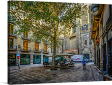  “Early Morning In Barcelona” is a beautiful print that captures the essence of the city. The print showcases the stunning architecture and quaint streets of Barcelona, with a peaceful and serene atmosphere. The image is taken in the early morning, with the sun shining through the trees. The street is lined with beautiful old buildings, with balconies and intricate details.