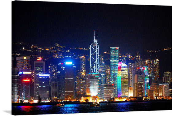 Immerse yourself in the breathtaking cityscape of “Hong Kong Harbor” with this exquisite print. The artwork captures an expansive view of Hong Kong’s iconic skyline, where numerous skyscrapers with varying designs and heights dominate the scene. The buildings are set against a backdrop of calm waters and distant mountains, showcasing Hong Kong’s diverse urban landscape. 