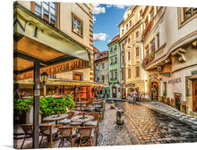  Step into the enchanting world of this picturesque European street scene, captured in exquisite detail and vibrant colors. This print invites viewers to wander down the charming alleyways of an old-world cityscape. The warm hues of the buildings contrast beautifully with the cool shadows, offering a visual feast that transports you to a serene afternoon in Europe.