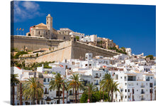  This exquisite print captures the enchanting allure of a serene Mediterranean town. The iconic white-washed architecture, nestled against a backdrop of azure skies, epitomizes timeless elegance. The intricate detailing of ancient stone walls and charming buildings invites you to wander through narrow alleys, past rows of swaying palm trees, and ascend the historic hilltop fortress. 