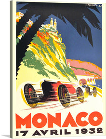  “1932 Monaco Grand Prix Race” by Robert Falcucci is a captivating tribute to the thrilling world of motor racing. This lithographic poster, created in 1932, transports us to the sun-kissed slopes of the French Riviera, where the Monaco Grand Prix roars to life.