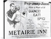  “Snap Pep Jazz Abbie Brunies Orch at Metairie Inn 1926”. This vintage advertisement is a window into the past, capturing the essence of a bygone era defined by its vivacious spirit and cultural richness. The artwork features two people dancing, with one person’s face obscured for privacy or ethical reasons. 