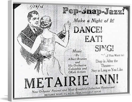 "Snap Pep Jazz Abbie Brunies Orch at Metairie Inn 1926"