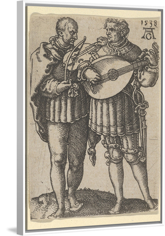 "Two Musicians Playing the Violin and the Lute, from The Small Wedding Dancers", Heinrich Aldegrever