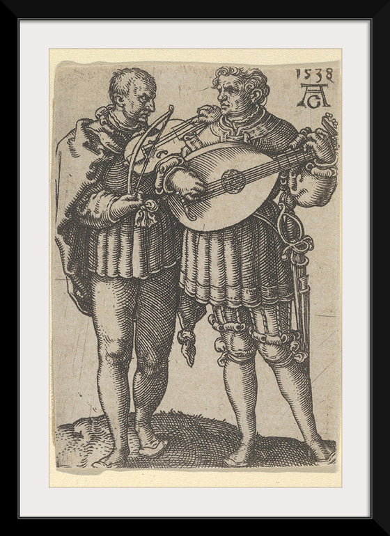 "Two Musicians Playing the Violin and the Lute, from The Small Wedding Dancers", Heinrich Aldegrever