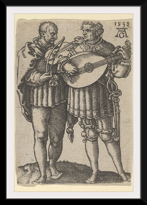 "Two Musicians Playing the Violin and the Lute, from The Small Wedding Dancers", Heinrich Aldegrever