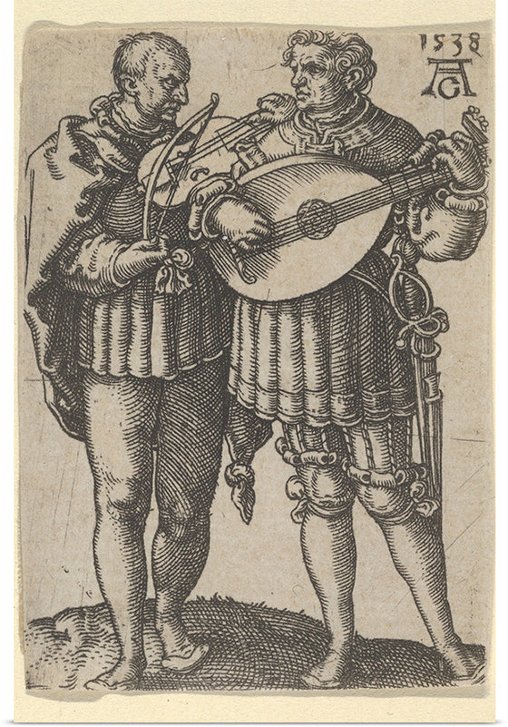 "Two Musicians Playing the Violin and the Lute, from The Small Wedding Dancers", Heinrich Aldegrever