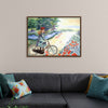 "Vintage Girl Cycling Countryside", Karen Arnold