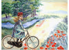 "Vintage Girl Cycling Countryside", Karen Arnold