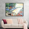 "Vintage Girl Cycling Countryside", Karen Arnold