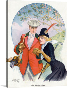  Are you a golf enthusiast who loves vintage art? Do you want to impress your significant other with a charming and elegant gift? If so, you will love this art print that features “The Ancient Game (1911)” by Samuel Ehrhart. This art print is a masterpiece of Art Nouveau, a style that flourished in the late 19th and early 20th centuries. 