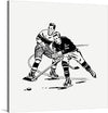 This dynamic black and white illustration of two ice hockey players in action is a must-have for any sports enthusiast or collector. The artwork captures the thrilling essence of hockey—a sport renowned for its speed, precision, and physicality.