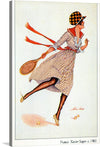 “Woman Tennis,” an exquisite vintage illustration by Xavier Sager circa 1910, elegantly captures the spirit of early 20th-century tennis. The artwork portrays a dynamic female tennis player mid-stride, her traditional attire billowing as she wields a wooden racquet. 