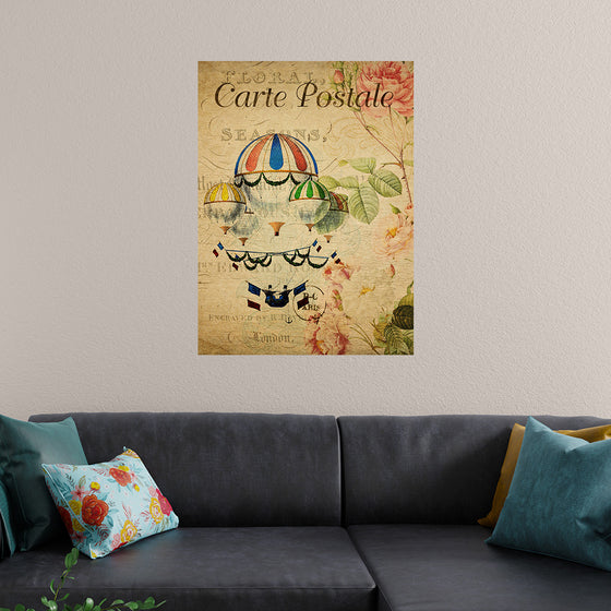 "Hot Air Balloon Vintage Postcard"