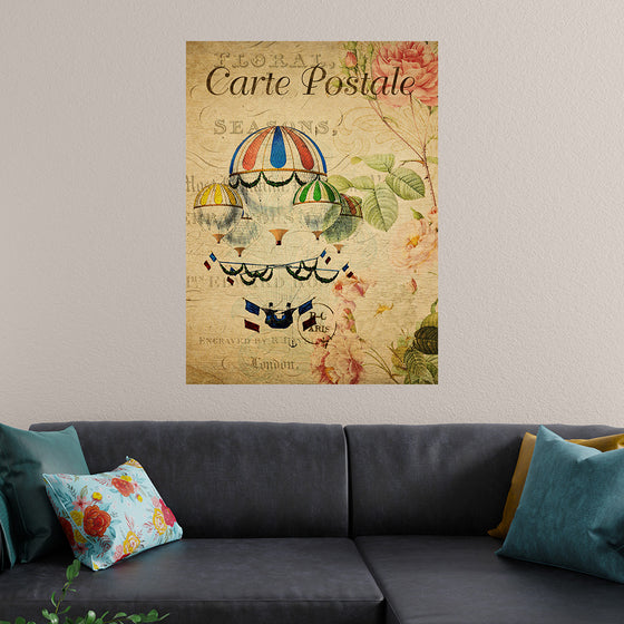 "Hot Air Balloon Vintage Postcard"