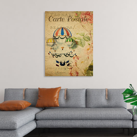 "Hot Air Balloon Vintage Postcard"