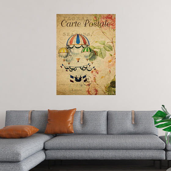 "Hot Air Balloon Vintage Postcard"