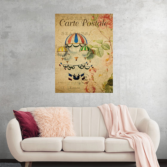 "Hot Air Balloon Vintage Postcard"