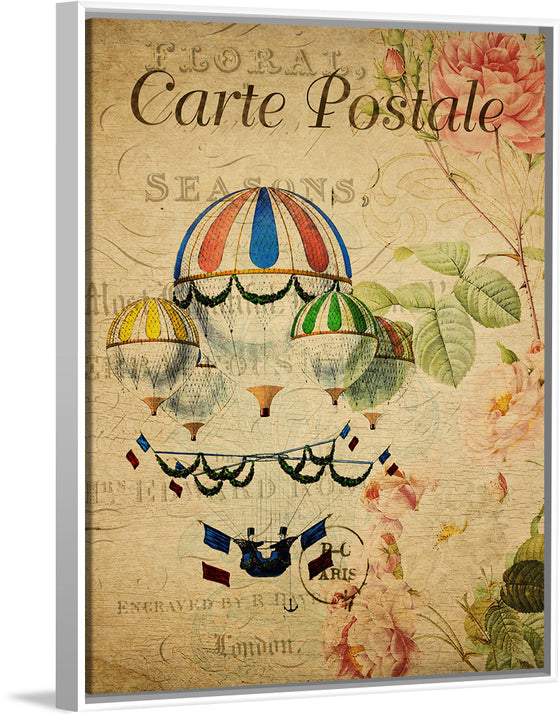 "Hot Air Balloon Vintage Postcard"