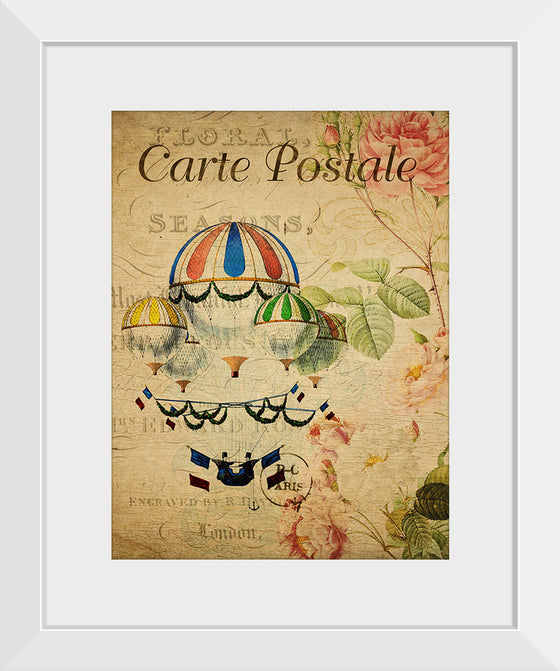 "Hot Air Balloon Vintage Postcard"