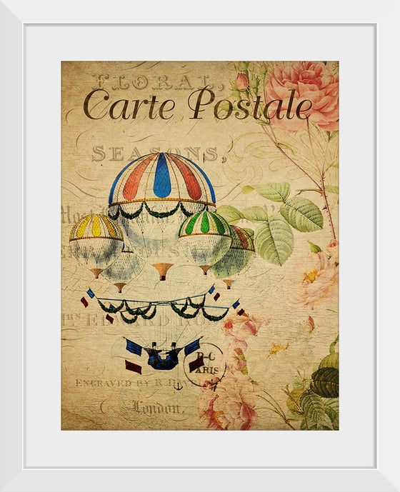 "Hot Air Balloon Vintage Postcard"