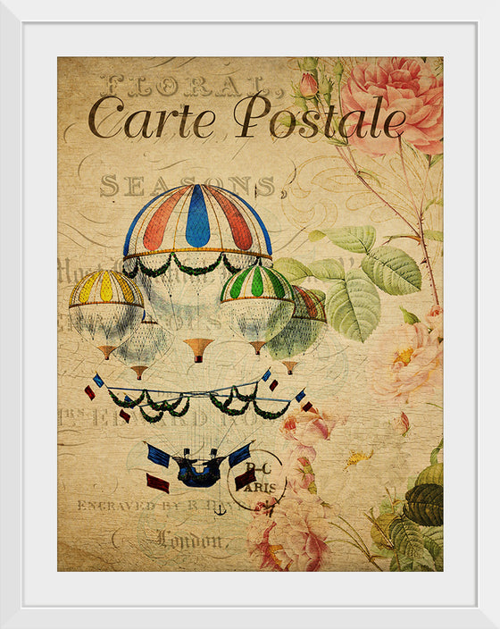 "Hot Air Balloon Vintage Postcard"