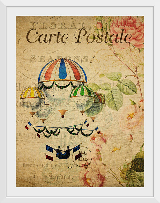 "Hot Air Balloon Vintage Postcard"