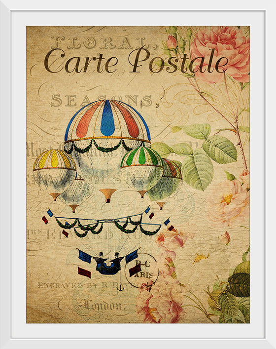 "Hot Air Balloon Vintage Postcard"