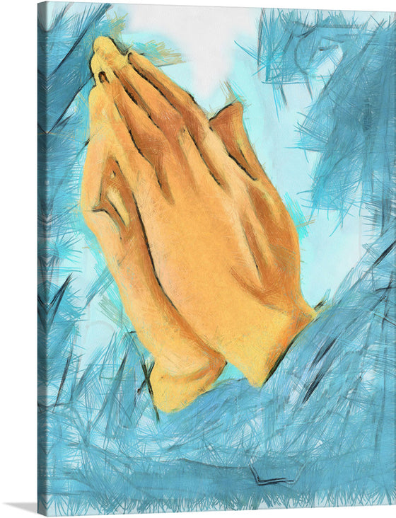This exquisite print titled “Praying Hands” captures a moment of profound solitude and introspection, rendered in exquisite monochromatic tones. The artwork encapsulates an individual enveloped in prayer, offering viewers a glimpse into the sacred communion between the soul and the divine.