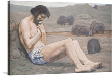  Immerse yourself in the evocative allure of “The Prodigal Son, Probably C. 1879” by Pierre Puvis de Chavannes. This masterful artwork, available as a high-quality print, captures the poignant moment of reflection and repentance of the prodigal son. Every brushstroke resonates with the deep emotional currents of realization and redemption, set against a backdrop that is both stark and serene. 