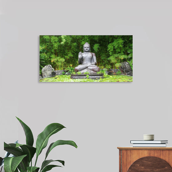 "Buddha Statue Surrounded By Greenery", Gerhard Lipold