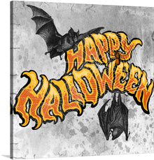  This delightful Halloween-themed print captures the essence of spooky fun. Against a textured gray background, two playful bats take flight over a vibrant banner that reads “Happy Halloween.” The vintage-inspired design adds a touch of whimsy to any room, making it a perfect choice for seasonal decor or year-round enjoyment. 