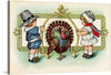 Step back in time with this charming “Thanksgiving Card” print, a delightful piece of art that captures the essence of a bygone era. Two adorable children, adorned in classic attire, are illustrated with intricate detail, their faces gleaming with the innocence and wonder of youth. They hold a majestic turkey within an ornate golden frame, symbolizing the heart of Thanksgiving - unity, gratitude, and the bountifulness of life.