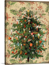 his vintage illustration of a Christmas tree is a perfect addition to your holiday decor. The tree is decorated with music notes, candles, and other festive ornaments. 