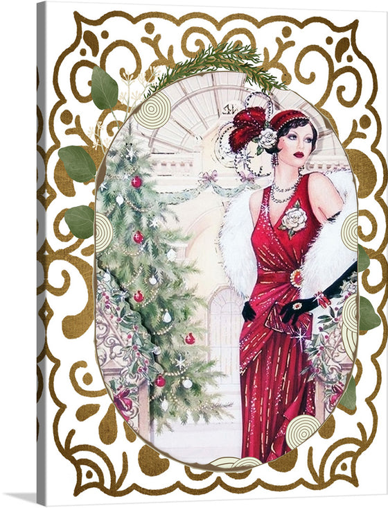 Step back in time with our exclusive “Flapper Woman” print, a piece that encapsulates the elegance and rebellion of the 1920s. Every detail, from the intricate golden patterns framing the artwork to the lavish red gown adorned by the enigmatic flapper, is meticulously crafted to transport you to an era of opulence and liberation. 