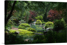  Immerse yourself in the serene beauty of this exquisite print, capturing a tranquil garden that promises an escape into nature’s embrace. Every detail, from the lush greenery to the reflective waters, is rendered with stunning clarity, inviting viewers into a world where peace and tranquility reign. The interplay of light and shadow dances across the landscape, highlighting the varied textures and hues of the foliag