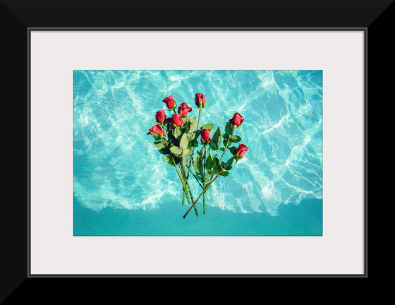 "Red Roses on Teal Background"