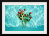 "Red Roses on Teal Background"