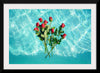 "Red Roses on Teal Background"