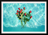 "Red Roses on Teal Background"