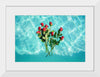 "Red Roses on Teal Background"