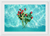 "Red Roses on Teal Background"