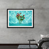 "Red Roses on Teal Background"