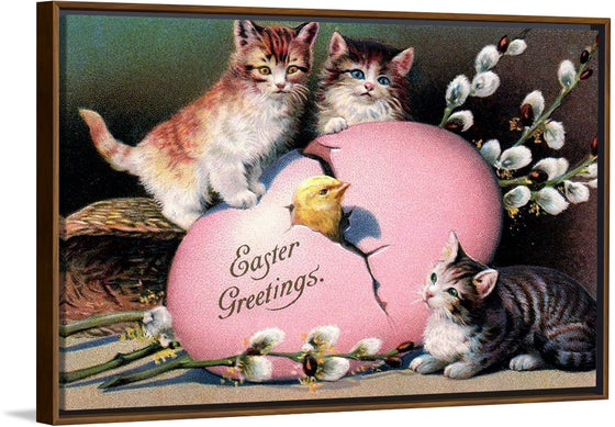 "Easter Cats With Chick"