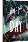 The artwork encapsulates the essence of national pride, featuring a beautifully rendered American flag waving majestically. The stars and stripes are depicted in rich, deep hues, casting an aura of reverence and honor. White text elegantly overlays the image, offering warm wishes for Independence Day.