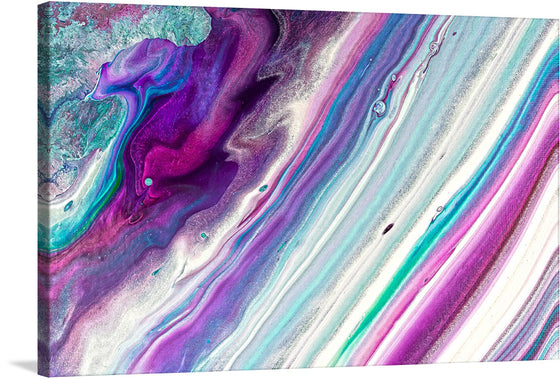 This captivating abstract print, reminiscent of a vibrant cosmic dance, beckons viewers into a world of fluid energy. The interplay of luminous purples, pinks, blues, and whites creates an exquisite visual symphony. Imagine this piece gracing your living room, its marble-like patterns infusing life into your space. Whether you’re an art connoisseur or a seeker of beauty, this print is a timeless conversation starter. 